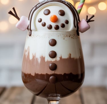 a chocolate milkshake with marshmallows and marshmallows