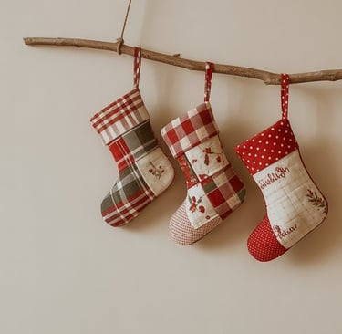 a bunch of stockings hanging from a branch branch