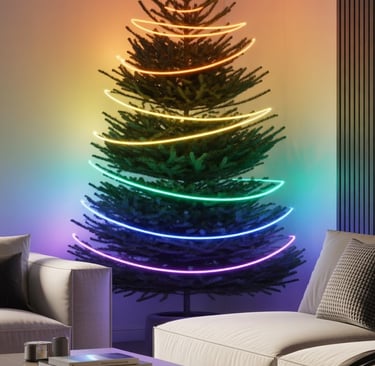 a christmas tree with a rainbow - lite christmas tree