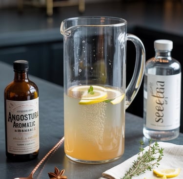 a pitcher of lemonade with a lemonade and rosemary