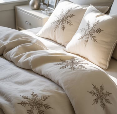 a bed with pillows and pillows on top of a bed