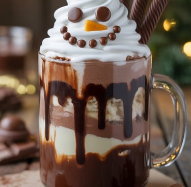 a chocolate milkshake with whipped cream and chocolate chips