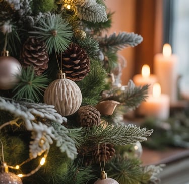 a christmas tree with candles and candles