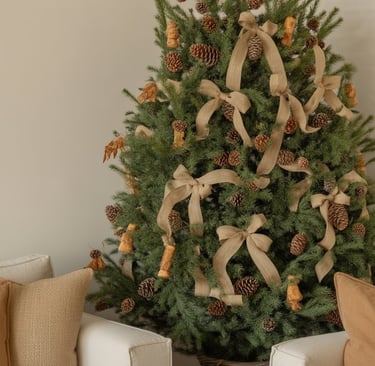 a christmas tree with candles and candles on a table