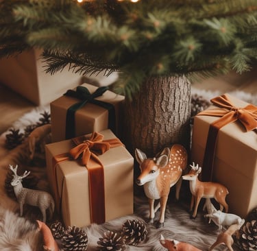 a christmas tree with deer and deers on it