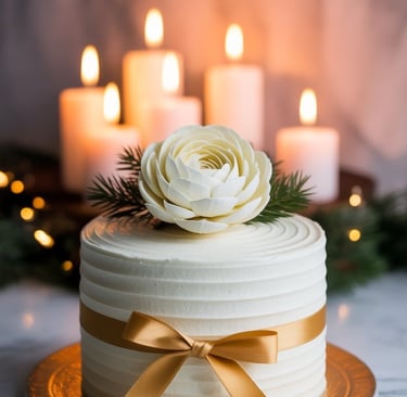 a cake with candles and candles on a table