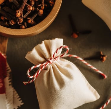 a small bag of spices and spices on a table
