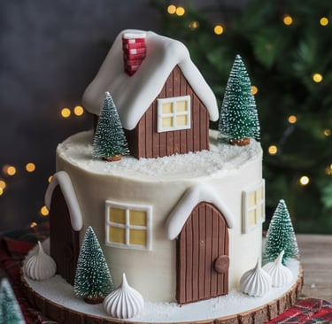 a cake with a christmas tree on top of a table