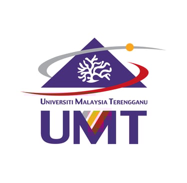Official Universiti Malaysia Terengganu UMT logo with purple triangle and coral icon.