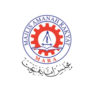 Official Majlis Amanah Rakyat MARA logo featuring a red gear, compass, and open book.