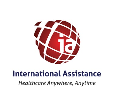 International Assistance global healthcare logo featuring a red globe icon with 'ia' initials.