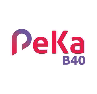 Official PeKa B40 logo featuring pink and purple gradient text for the healthcare protection scheme.