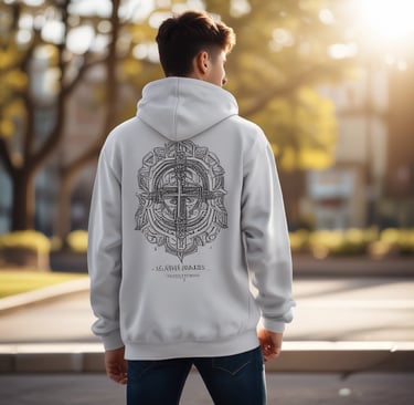 A serene image of a t-shirt with an inspirational Bible verse design.
