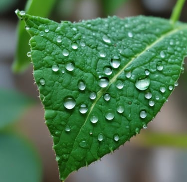 A calming photo of a tranquil water droplet on a leaf.