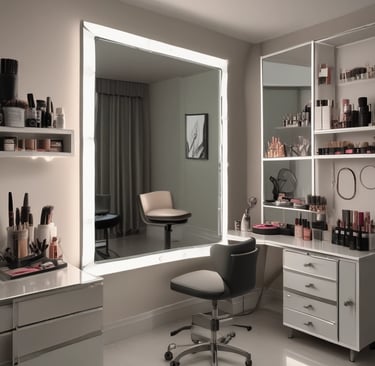 A beginner makeup artist practicing on a model.