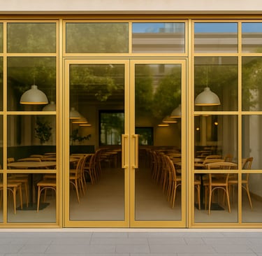 Aluminium restaurant entry door