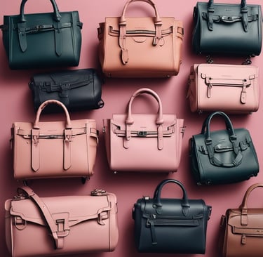 a large pile of different colored bags on display