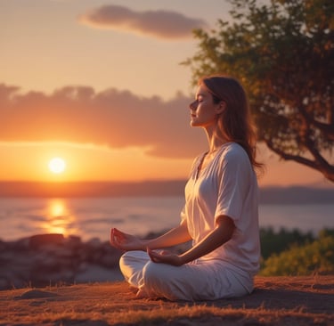 man with uplifted arms looking at sunrise