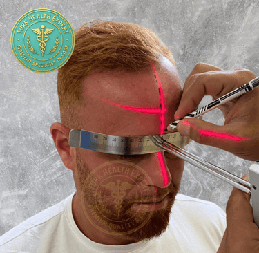 dessine de la ligne frontale avec laser avant l implant capillaire
