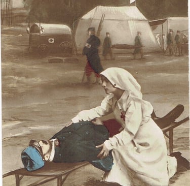 Une infirmière avec un blessé