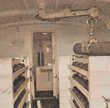 Vue du wagon à munitions d'un fort mobile