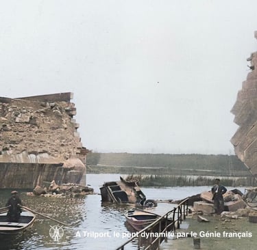 Le pont dynamité par les Français à Trilport