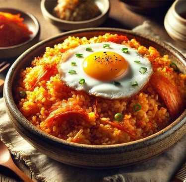 Kimchi Cauliflower Fried Rice with Fried Egg