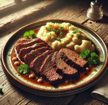 Roast Beef with Cauliflower Mash