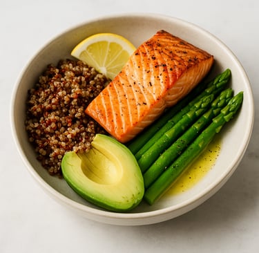 Semaglutide Recipe: Grilled Salmon with Quinoa, Avocado and Asparagus
