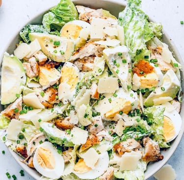 Grilled Chicken Caesar Salad with Boiled Egg