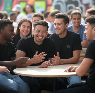 a group of people sitting around a table