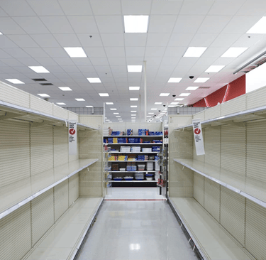 empty shelves in a store with empty shelves