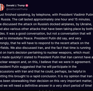 Trump’s High-Stakes Call with Putin: Ukraine, Iran, and the Quest for Global Stability