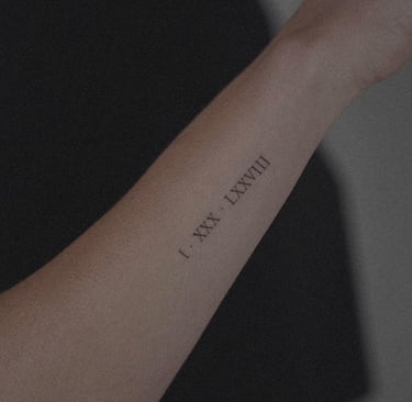 Fine line roman numeral date tattoo on forearm – Sinkply Zürich