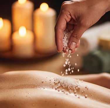 A Woman Enjoying Body Scrub Treatment