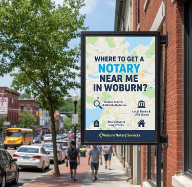 local mobile notary assisting a resident in Woburn Massachusetts