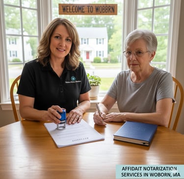 mobile notary affidavit signing in Woburn