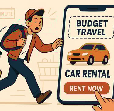 Traveler booking a last minute car rental deal