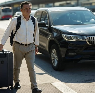 Traveler booking an affordable private airport transfer