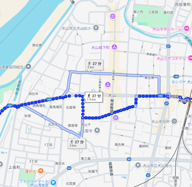 犬山駅から犬山中への道のり