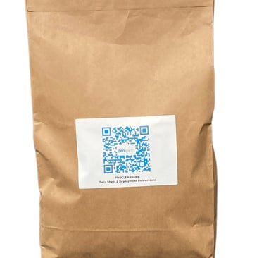 grass fibre bag holding 7.5L of procleansorb granules for oil spills diesel spills chemical spills bodily fluid spills