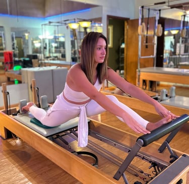 one woman doing pilates