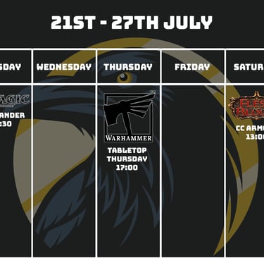 Crow's Nest Events Scheduly July 21st - July 27th 2025
