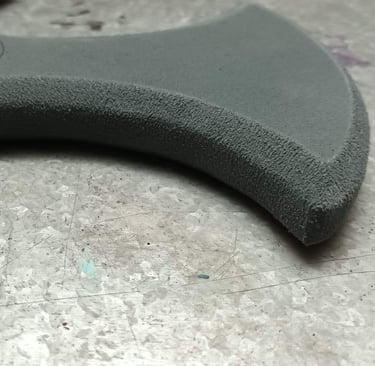 sanded EVA foam edges of a cosplay prop