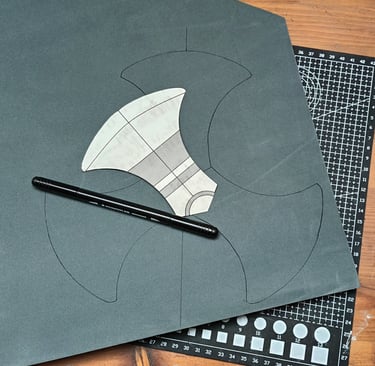 transfering a cosplay prop template on EVA foam