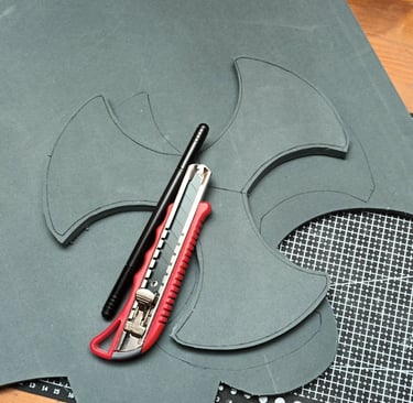 cutting EVA foam for a cosplay prop