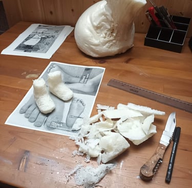 carve doll parts out of construction foam