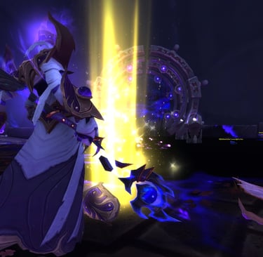 Screenshot: Locus-Walker with Saprishs staff in Seat of the Triumvirate (World of Warcraft)