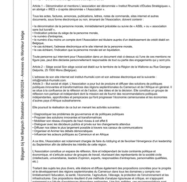 Statuts de l'Institut Rhumsiki des Etudes Stratégiques (IRES)