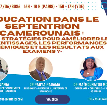 Webinaire de l'IRES : "Éducation dans le septentrion camerounais : quelles stratégies pour améliorer